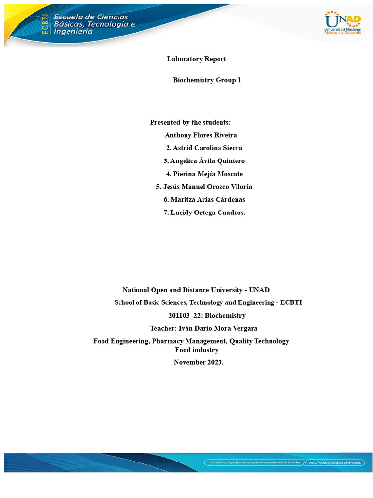 Biochemistry Laboratory Report Overview | PDF | Rna | Nucleotides