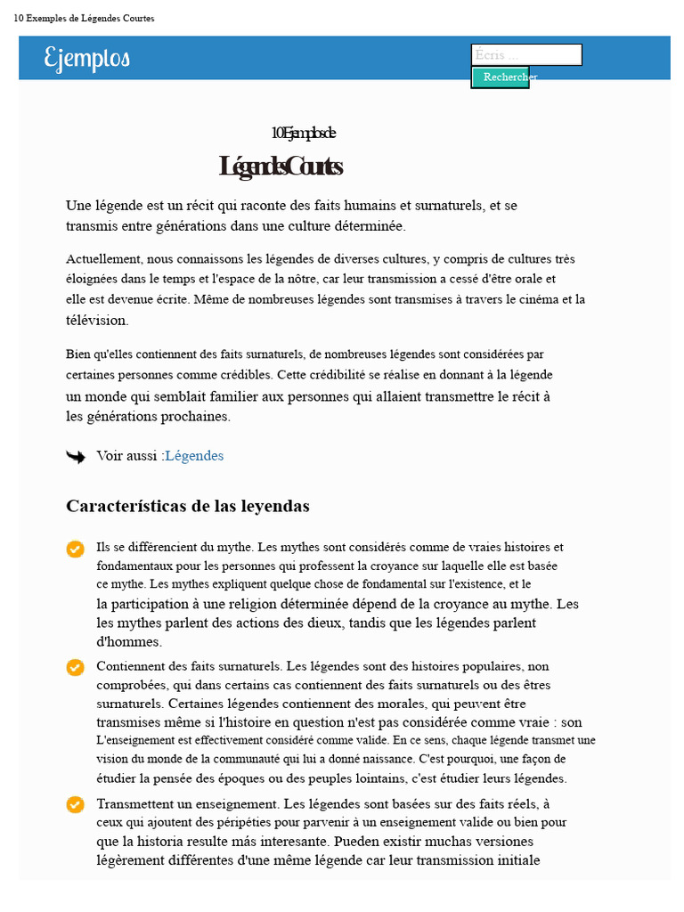 10 Exemples de Légendes Courtes | PDF | Robin des Bois | Tradition orale
