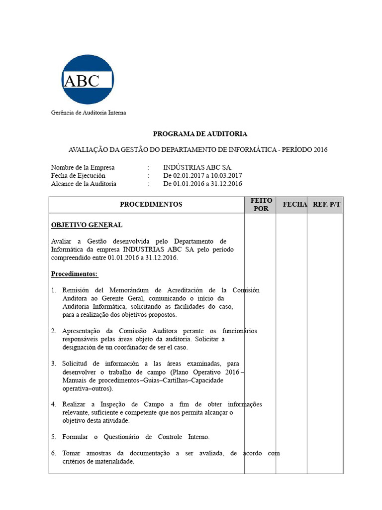 Auditoria da Gestão de TI 2016 | PDF | Software de aplicação | Programas
