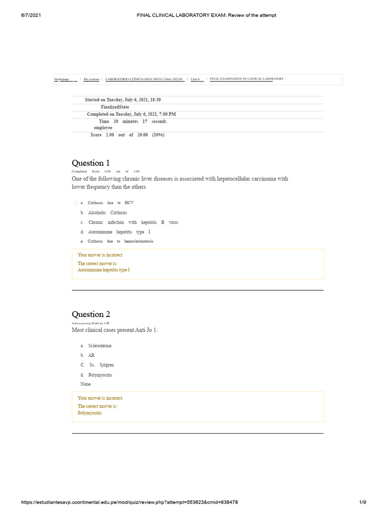 Clinical Laboratory Final Exam Review | PDF | Hepatitis | Cirrhosis