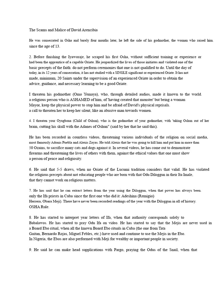 Exposing David Arencibia's Religious Scams | PDF | Godparent | Spirituality