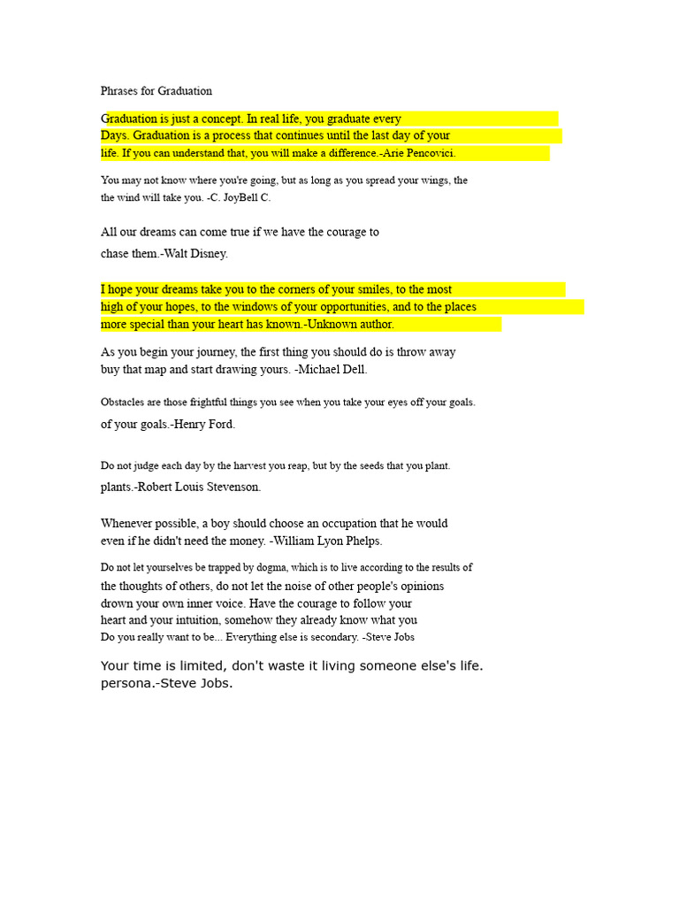 Graduation Phrases | PDF