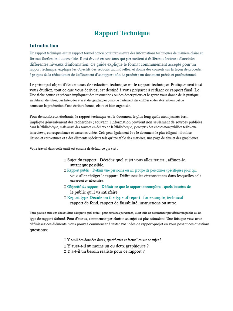 Guide de Rédaction d'un Rapport Technique | PDF | Mise en page ...