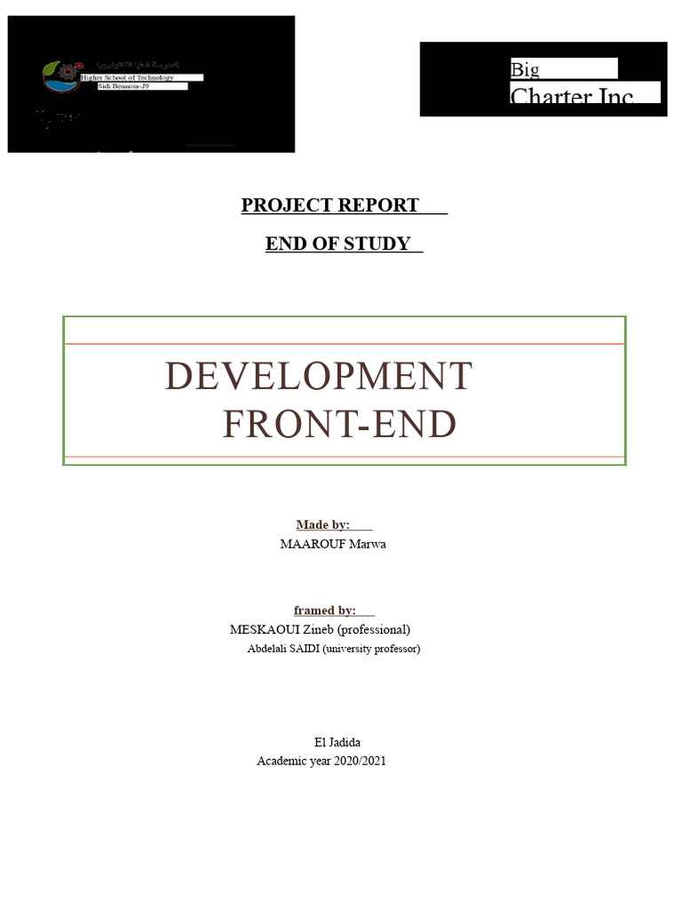 Front-End Development Project Report | PDF | World Wide Web | Internet ...