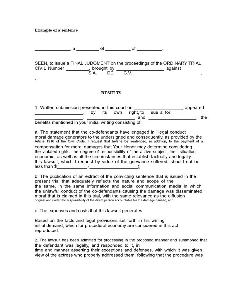 Final Judgment in Moral Damage Case | PDF | Lawsuit | Damages