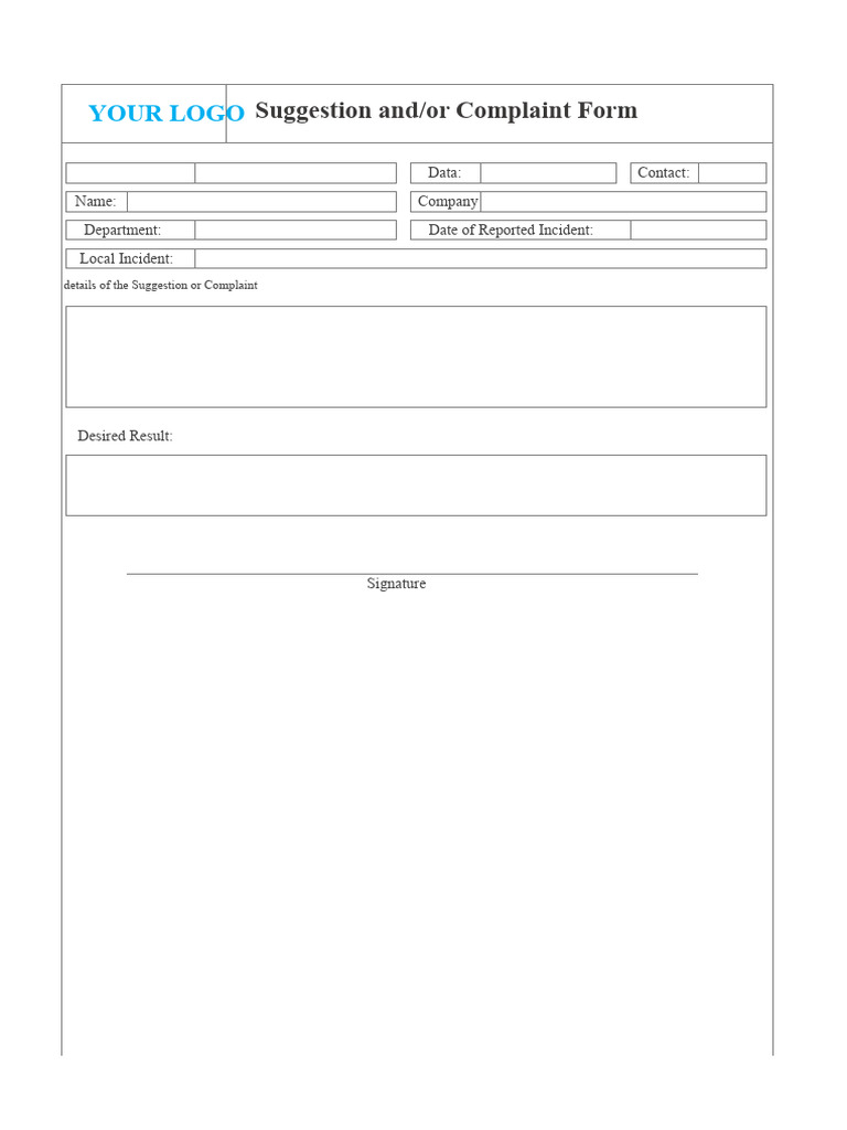 Logo Suggestion and Complaint Form | PDF