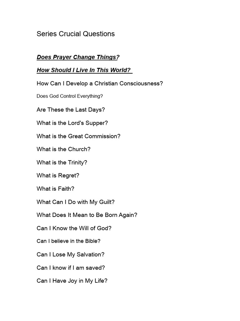 Crucial Questions Series | PDF