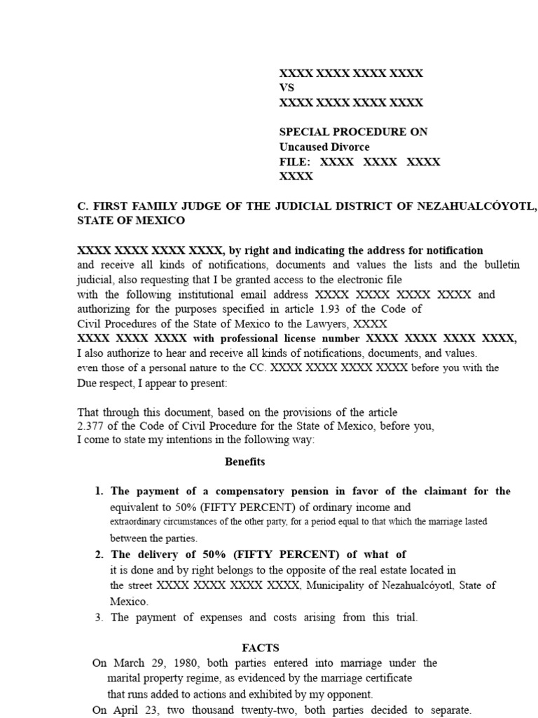 written statement of claims for uncontested divorce | PDF | Marriage ...