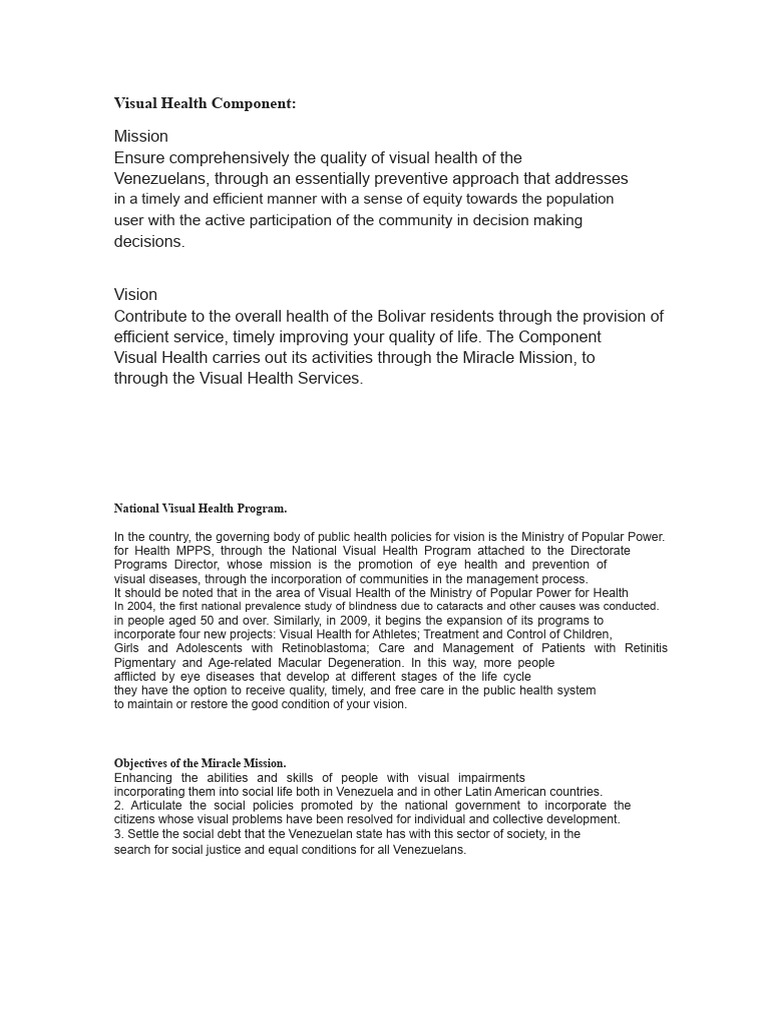 Visual Health Component | PDF | Visual Impairment | Venezuela