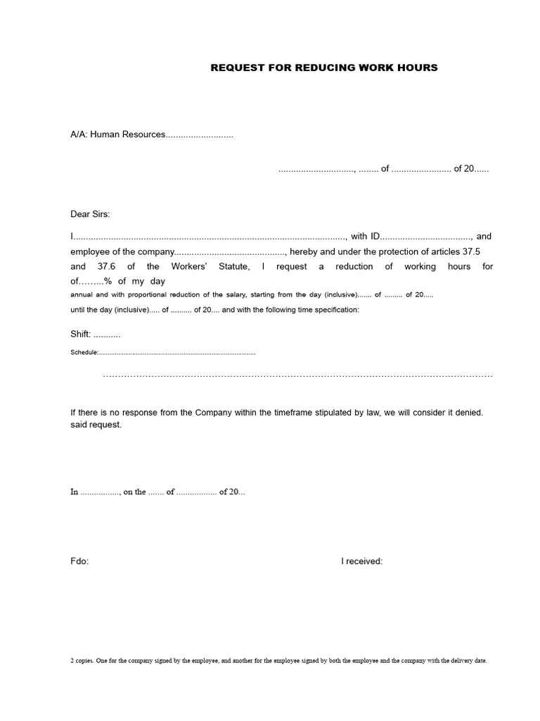 Model Application For Reduction of Working Hours | PDF