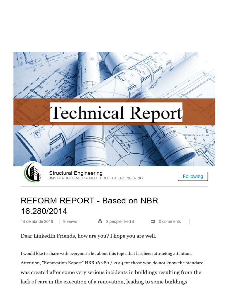Reform Report - Based On NBR 16 | PDF | Regulatory Compliance