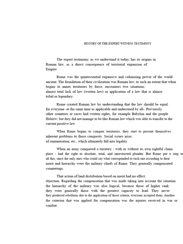 Evolution of Expert Witness Testimony | PDF | Expert Witness | Ancient Rome
