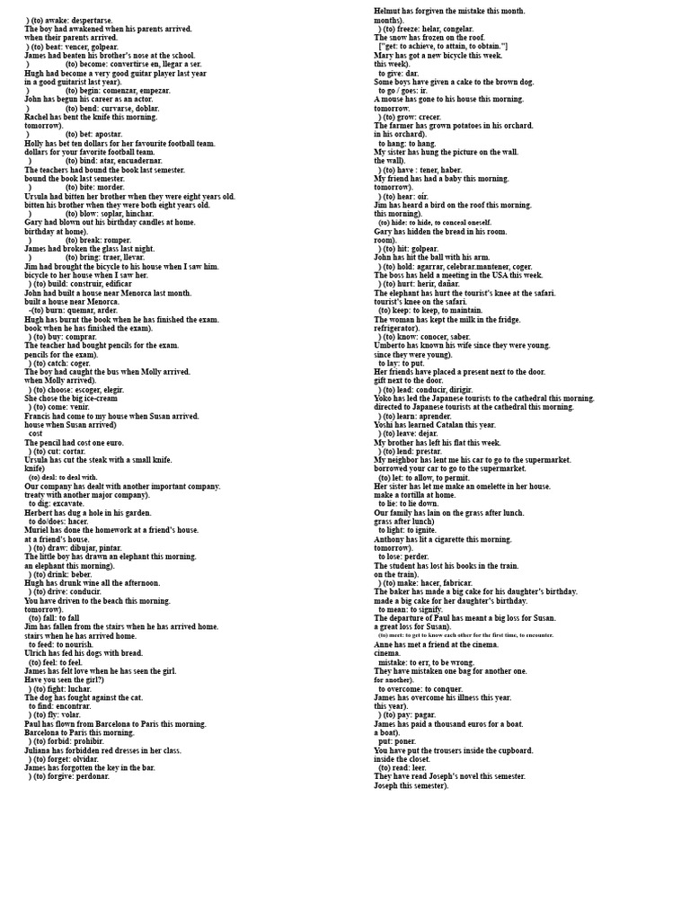 Common English Verbs and Usage Examples | PDF