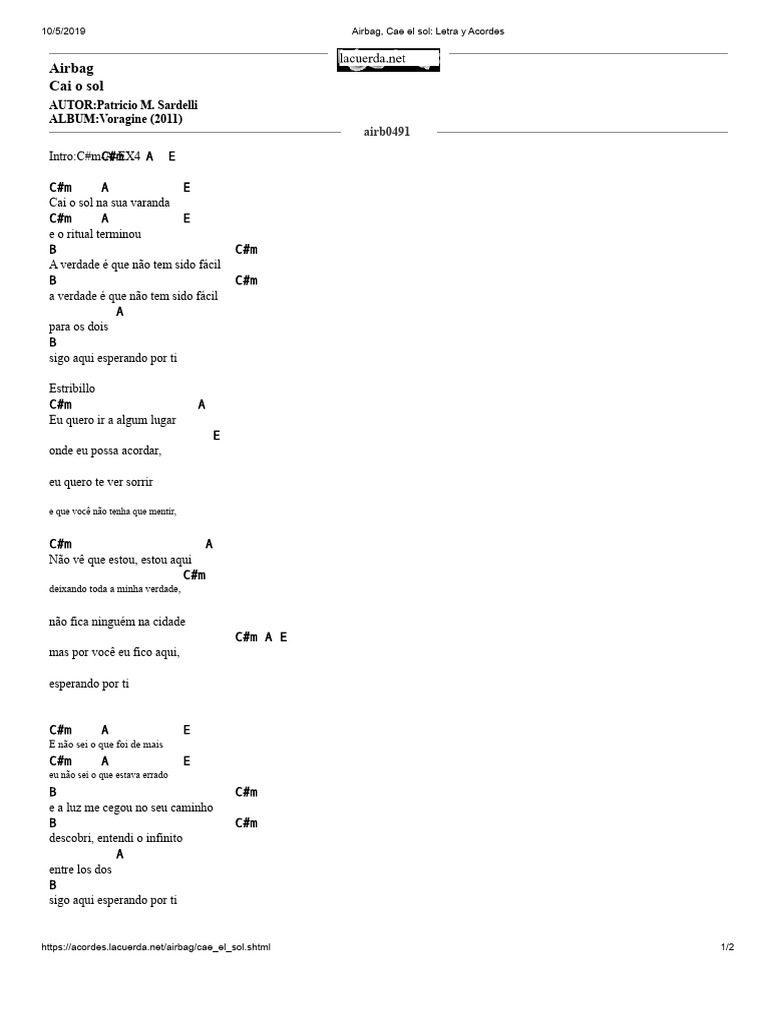 Letra e Acordes de 
