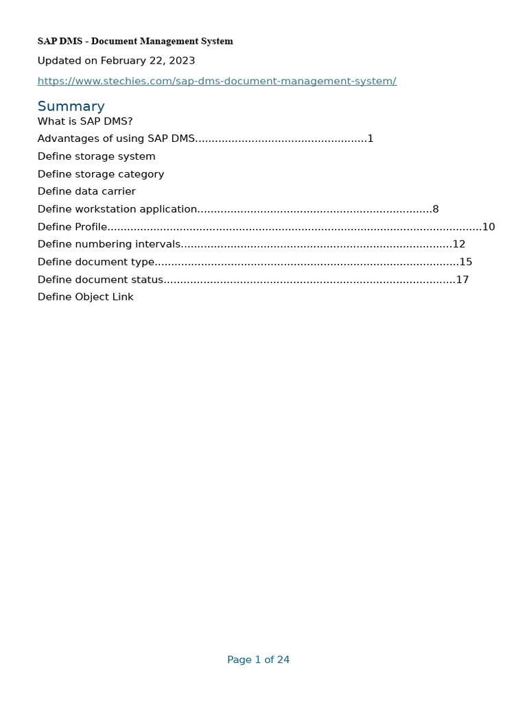 SAP DMS Overview and Configuration Guide | PDF | Computer Data Storage ...