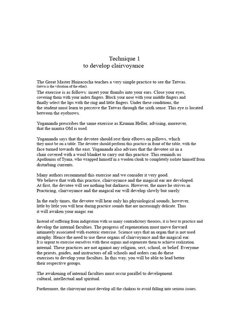 Developing Clairvoyance Techniques | PDF
