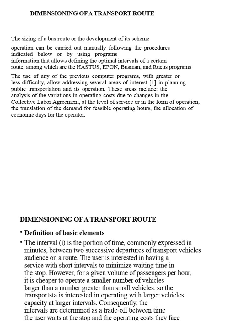 Transport Route Dimensioning Guide | PDF | Transport | Public Transport