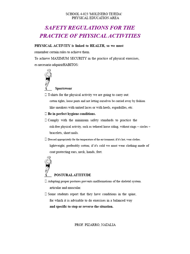 Safety Guidelines for Physical Activities | PDF | Clothing | Hygiene