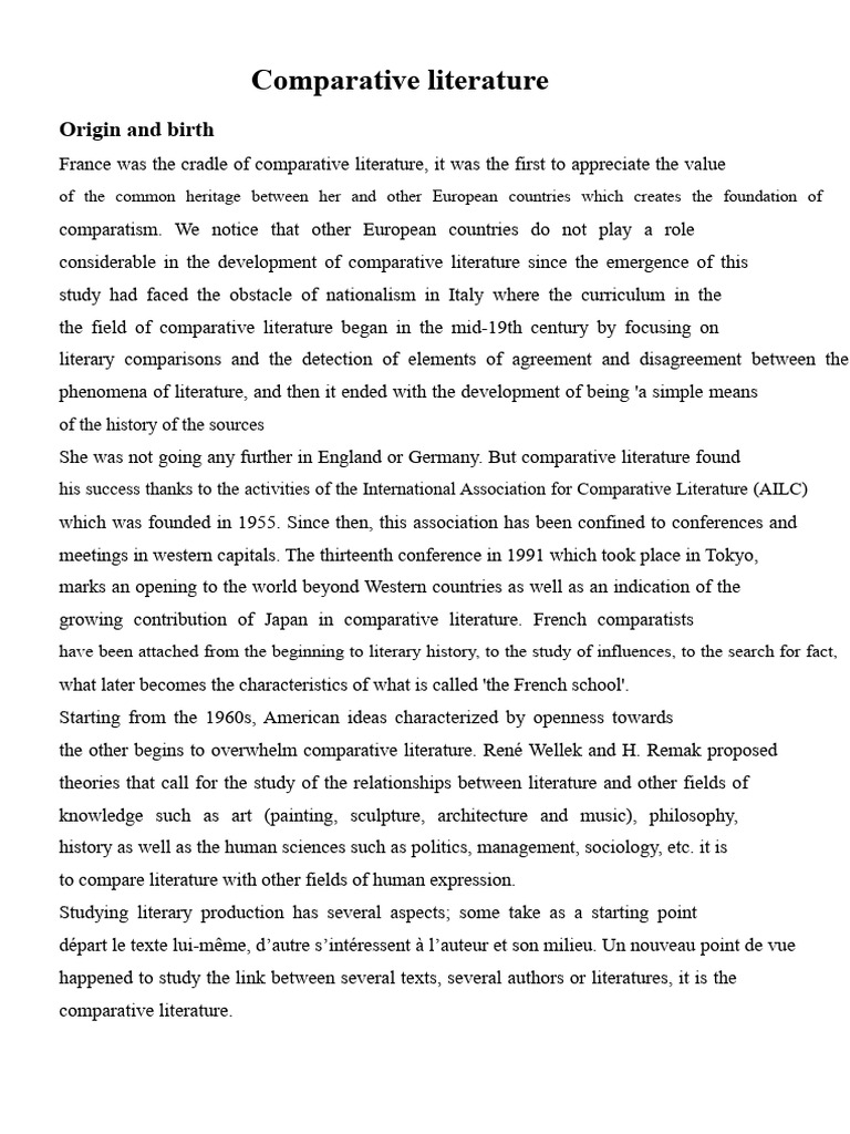 Origins and Evolution of Comparative Literature | PDF | Existentialism ...