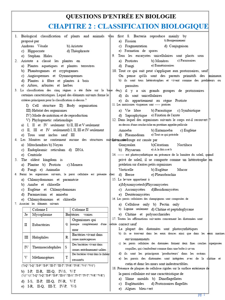 Classification biologique des organismes | PDF | Cellule (Biologie) | Virus