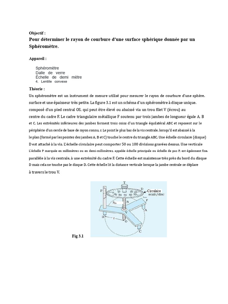 Mesurer le rayon de courbure avec un sphéromètre | PDF | Cercle | Triangle