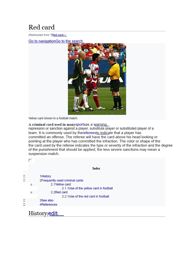 Red card | PDF | Football Codes | Ball Games