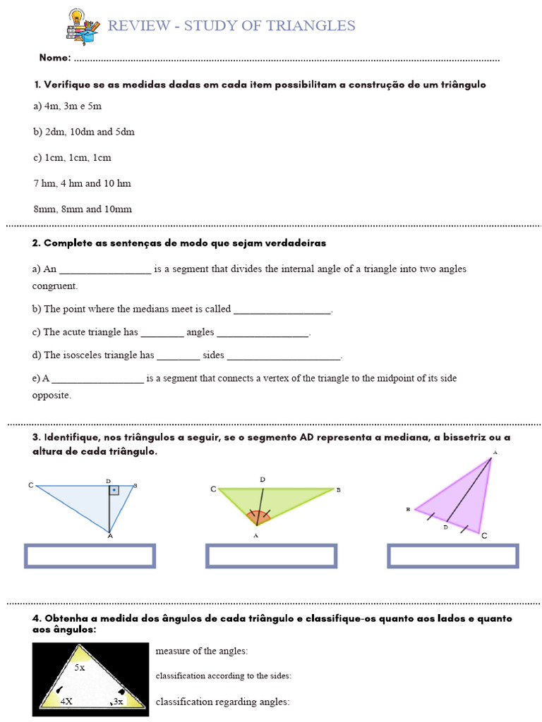 8th grade - triangle review | PDF
