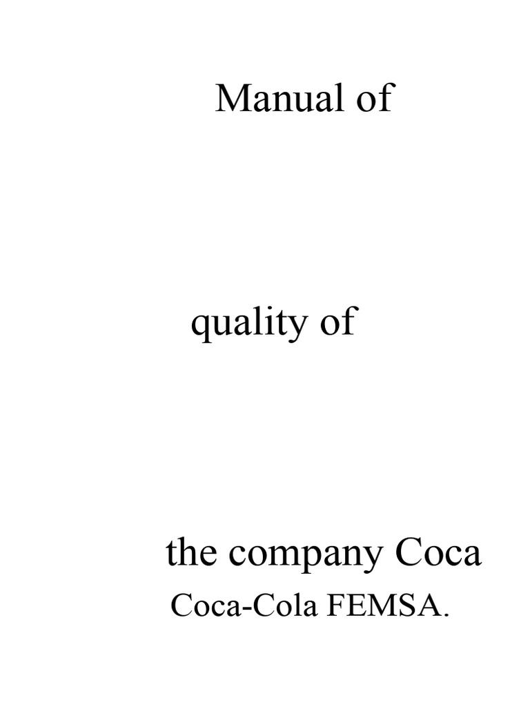 Coca-Cola FEMSA Quality Management Manual | PDF | Coca Cola | Business