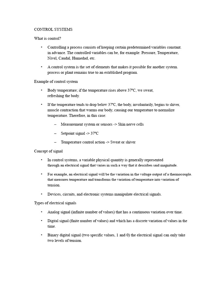 Understanding Control Systems Basics | PDF | Feedback | Temperature