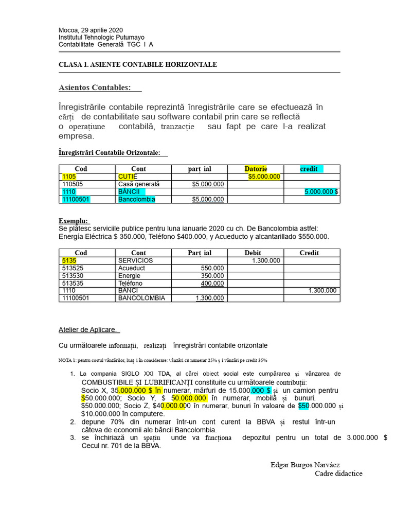 Clasă. Locuri de Muncă Contabile Horizontale | PDF