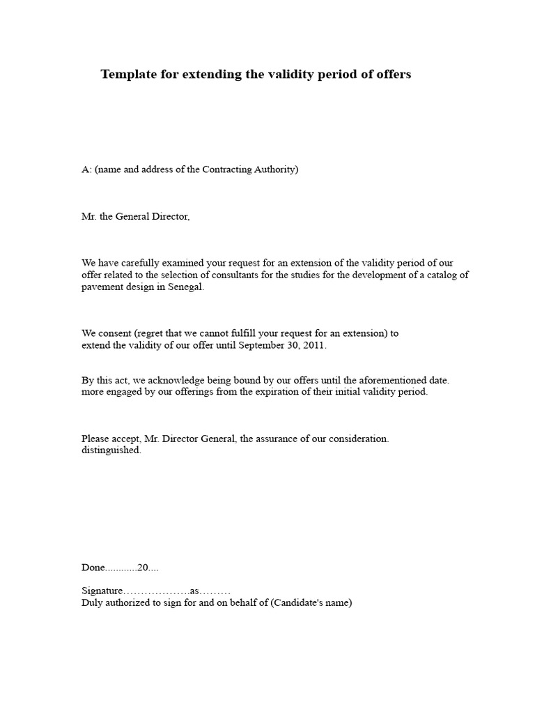 Offer Validity Extension Template | PDF