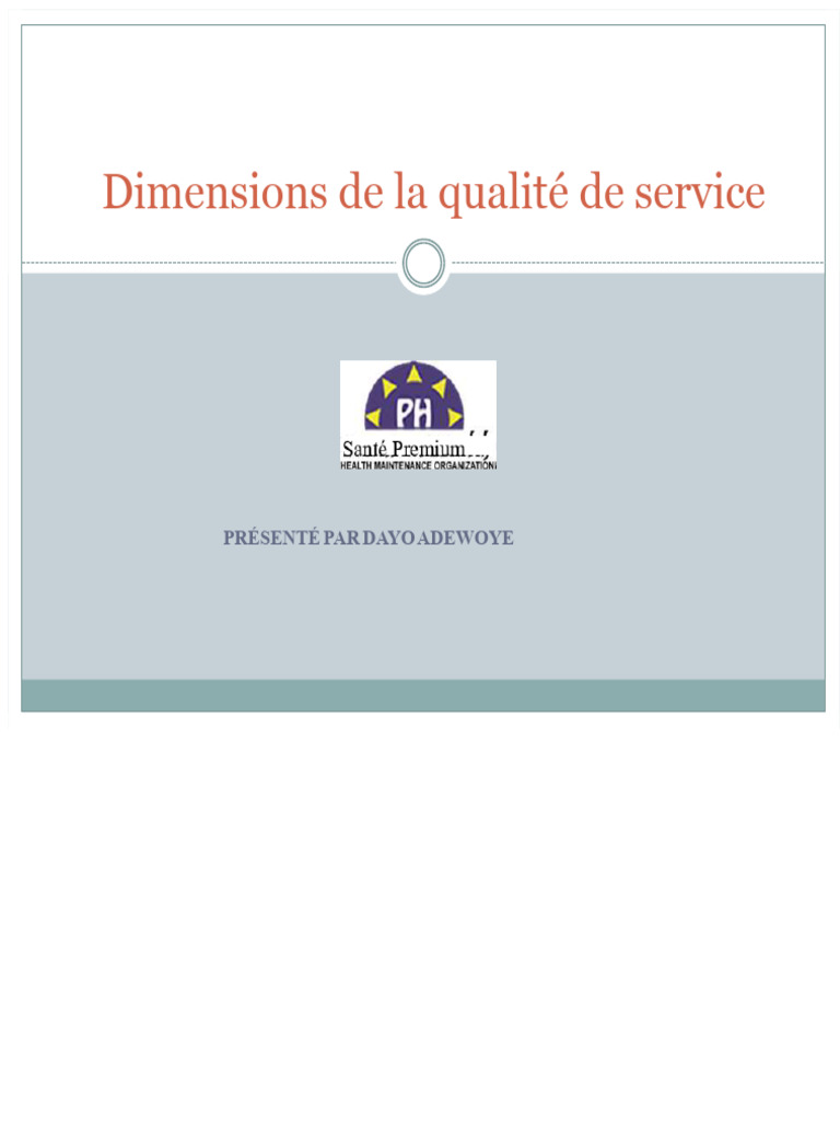 5 Dimensions de la Qualité de Service | PDF