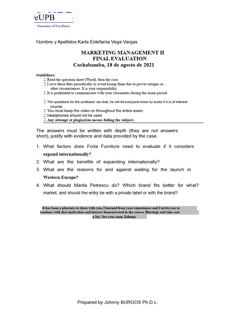 Final evaluation MBA 18082021 | PDF | Brand | Logistics