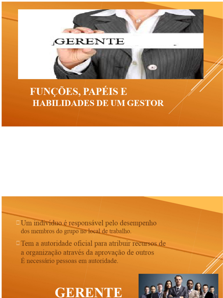 Funções e Habilidades de um Gerente | PDF | Liderança | Diretor de ...