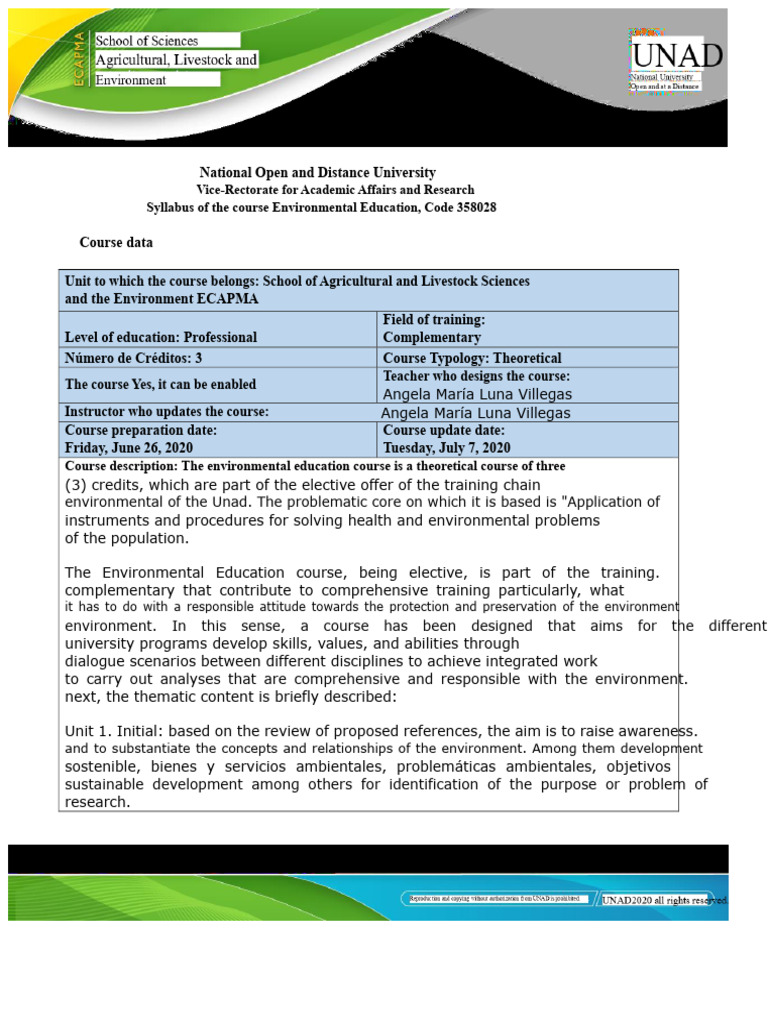 Environmental Education Course Syllabus | PDF | Sustainable Development ...