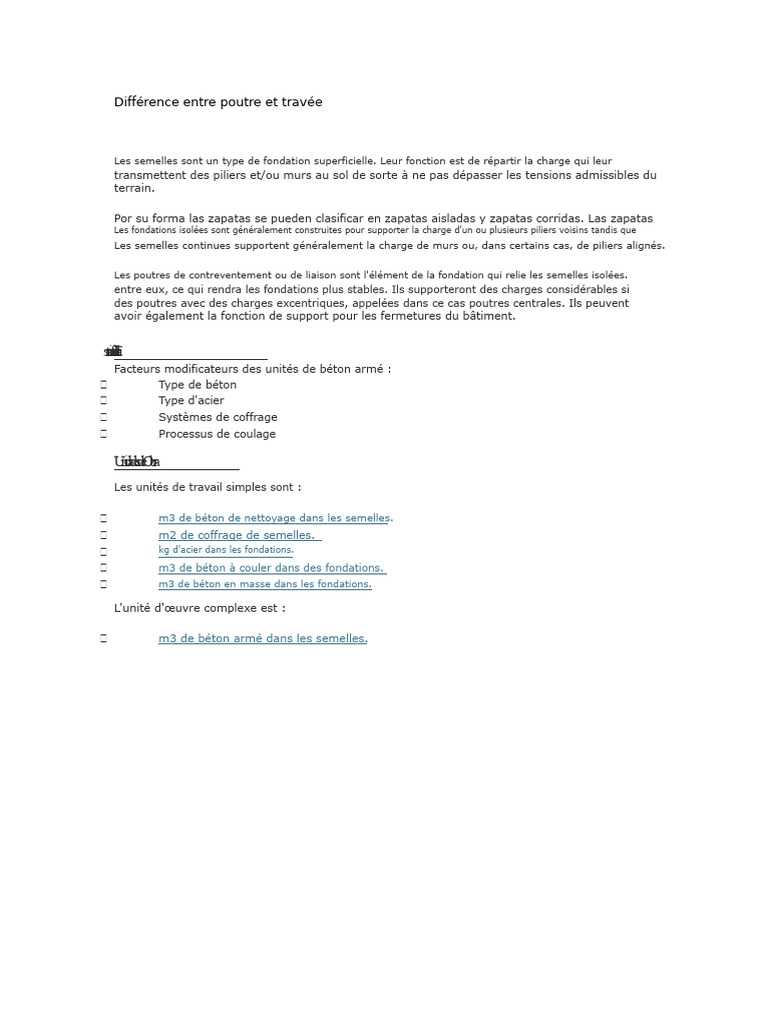 Différence Entre Poutre Et Travée | PDF