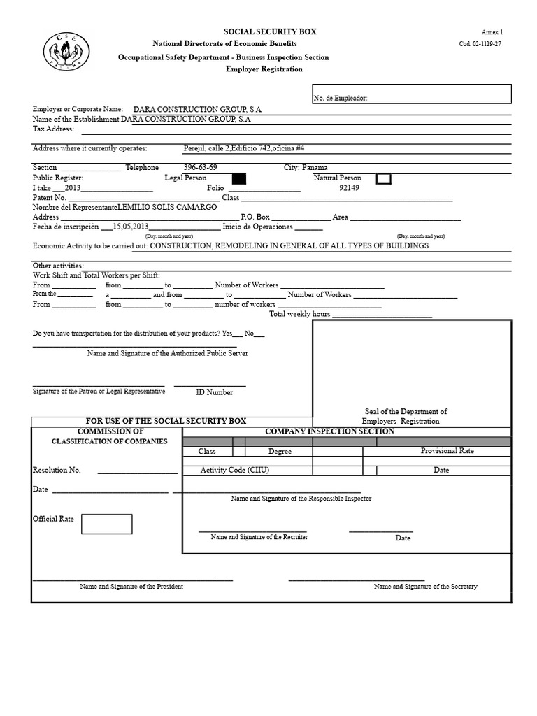 Employer Registration for Social Security | PDF