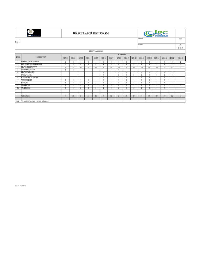 Direct Labor Histogram for Construction | PDF