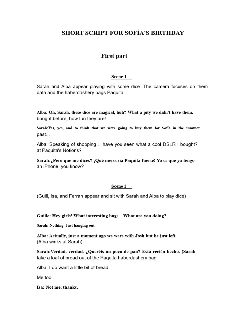 Short Script For Sofía's Birthday | PDF