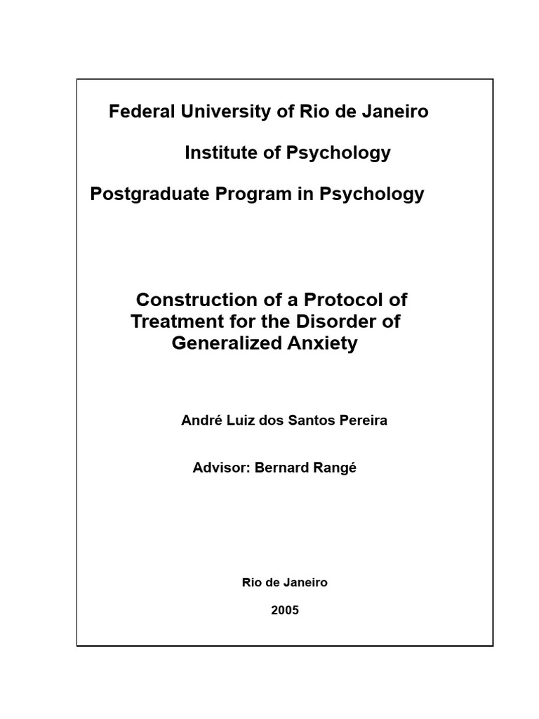 Generalized Anxiety Disorder Treatment Protocol | PDF | Anxiety ...