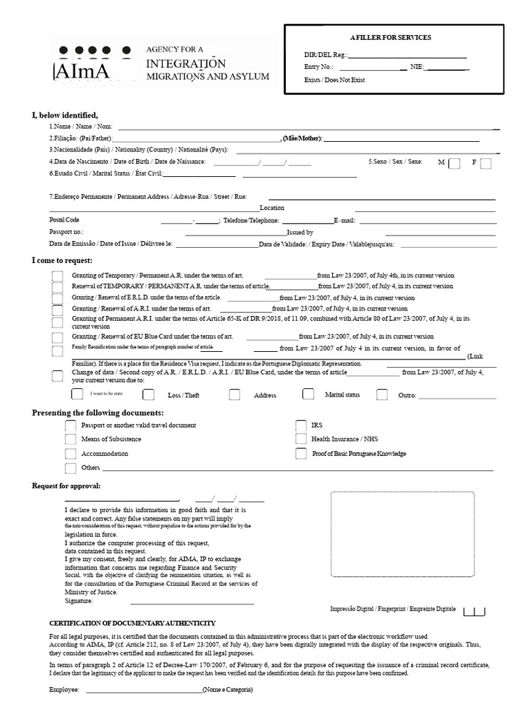 Family Reunification Aima Form | PDF | Criminal Record | Government And ...