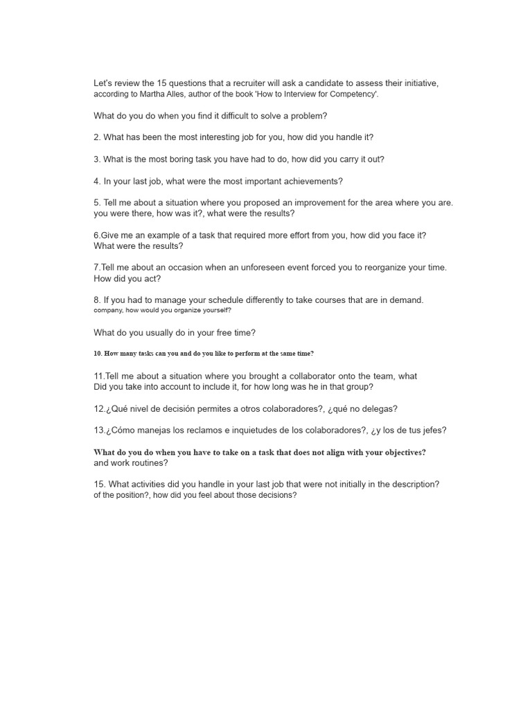 15 Key Interview Questions on Initiative | PDF