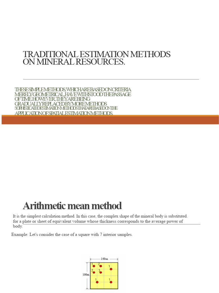 The Traditional Methods of Estimating Mineral Resources | PDF
