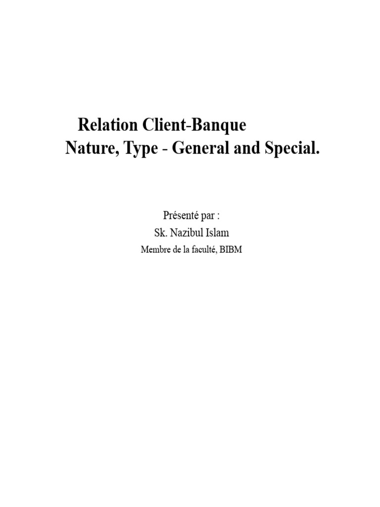 Relation Client-Banque : Obligations et Rôles | PDF | Banques ...