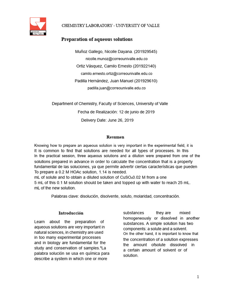 Aqueous Solution Preparation Guide | PDF | Mass Concentration ...