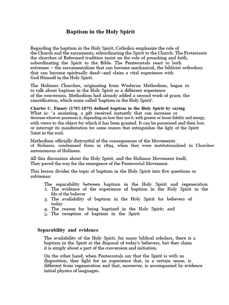 Understanding Baptism in the Holy Spirit | PDF | Baptism With The Holy ...