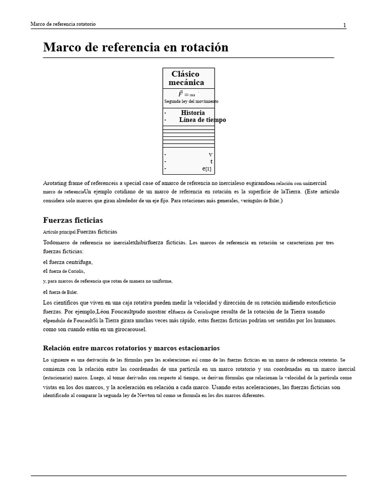 Marco de Referencia en Rotación y Fuerzas Ficticias | PDF | Fuerza ...