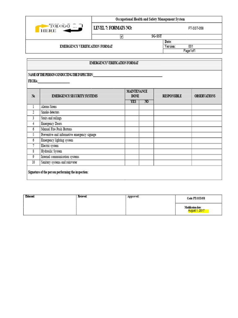 Emergency Verification Format Template | PDF