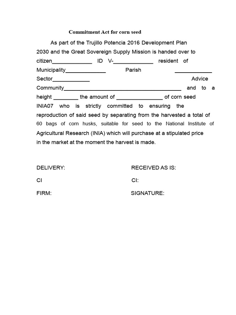 Commitment Act For Corn Seed | PDF