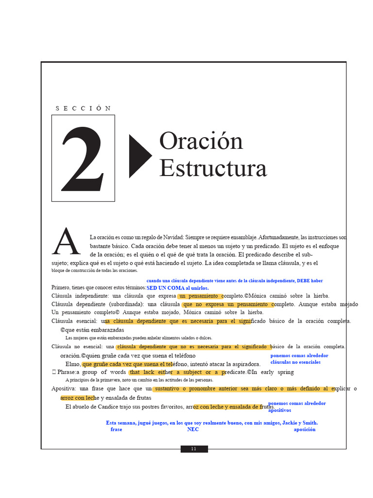 Estructura y Tipos de Oraciones | PDF | Oración (Lingüística ...